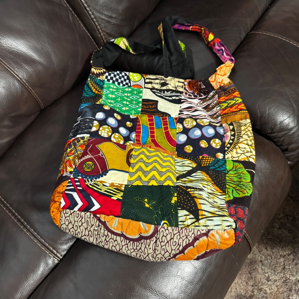 Unbranded Patchwork Hobo Bag Womens Medium Multi Color Excellent African Print